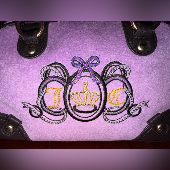 Customized Juicy Couture Lavender Satchel with Bow and Rhinestones - Picture 4 of 7